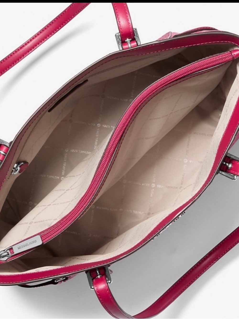 Michael Kors Pink and White Tri-Tone MK Logo Tote - Picture 15 of 15